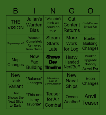 DEV STREAM BINGO Card