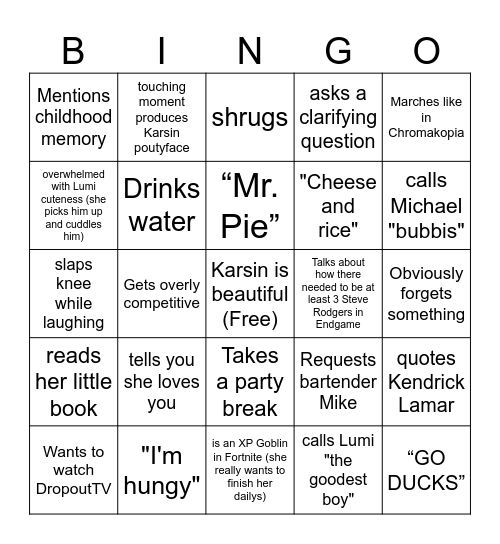 KarsinGo Bingo Card