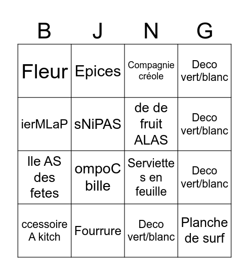 Bingo sans titre Bingo Card