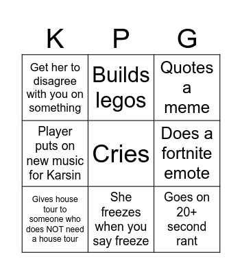 KarsinGo LVL 3 Bingo Card
