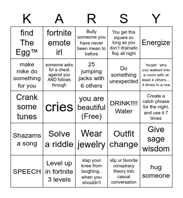 KarsinGo Bingo Card