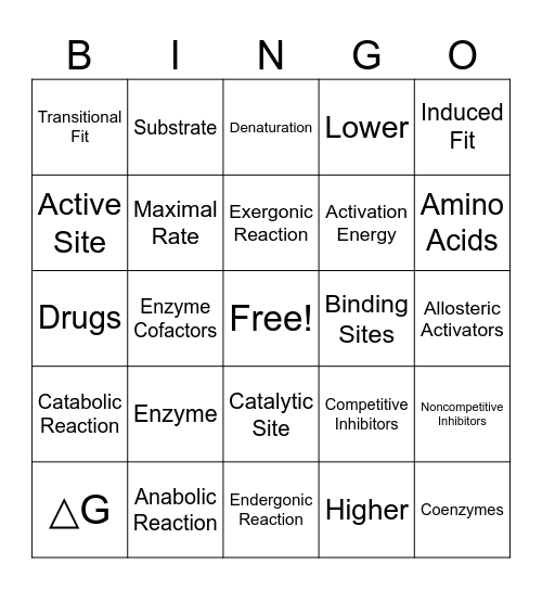 Enzyme Bingo Card