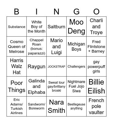 Gay Halloween 2024 Bingo Card