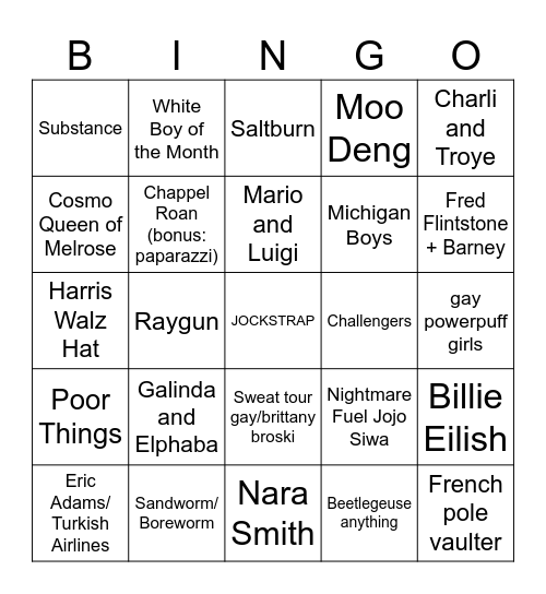 Gay Halloween 2024 Bingo Card