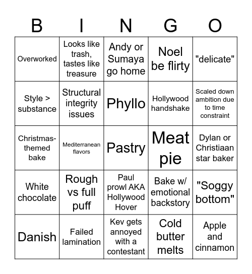 Pastry Week Bingo Card