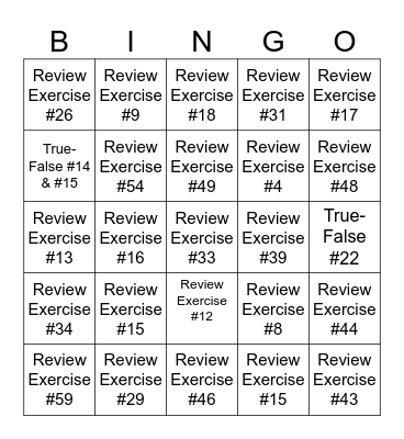 Review Bingo Card