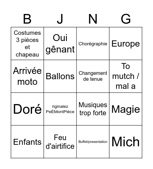 Bingo sans titre Bingo Card