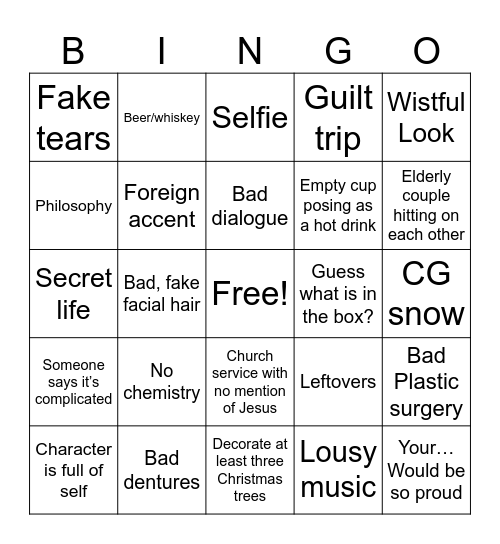 Hallmark Christmas movie – Bingle Jells Bingo Card