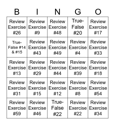 Review Bingo Card