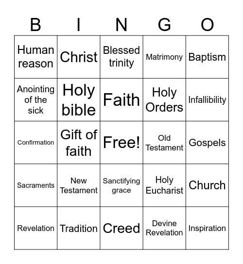 The life of grace Bingo Card