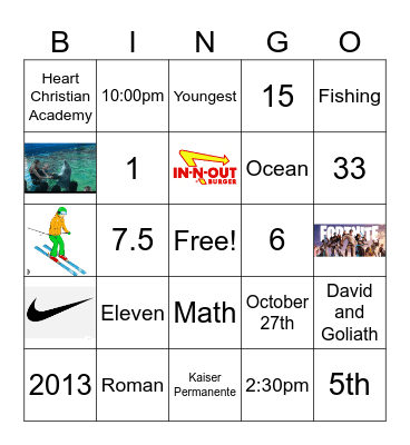Jaden’s 11th Bingo Card
