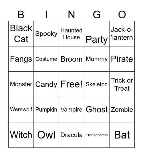 Halloween Bingo Card