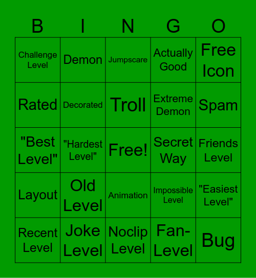 GD Bingo Board Bingo Card