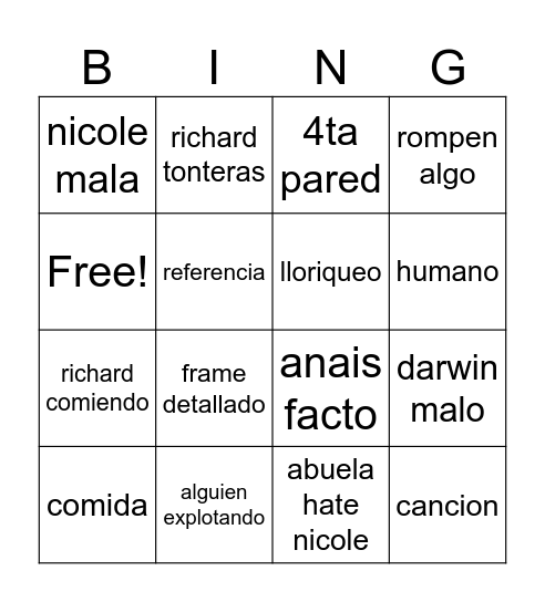 gumball bingo Card