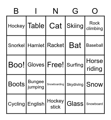 Bingo with sports! Bingo Card