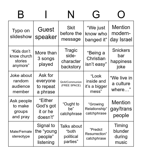 Faith Ignited Bingo Card