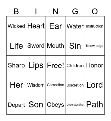 Proverbs - Chapter 5 Bingo Card