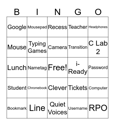 RPO Bingo Card