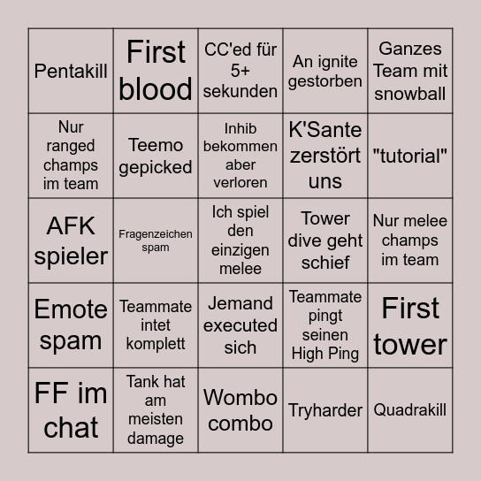 ARAM Bingo Card