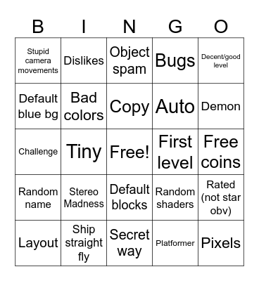 Recent Tab Bingo Card