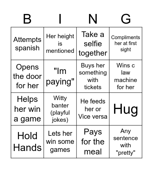 CITLALI'S GRAND DATE Bingo Card