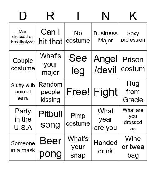 Hall-O-weekend Bingo Card