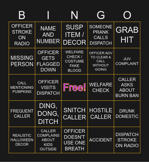 HALLOWEEN DISPATCH BINGO Card