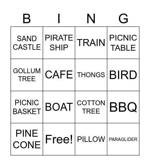 Scavenger Hunt Bingo Card