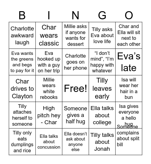 Bananas Bingo Card