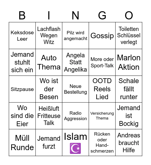 Hallen Bingo 1 Bingo Card