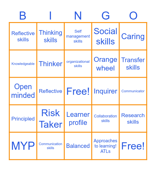 MYP Learner profile - ATLs Bingo Card