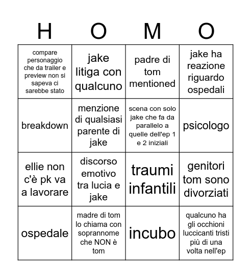 Tomjake ep. 3 Bingo Card