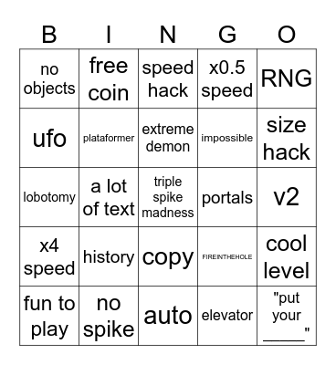 RECENT TAB Bingo Card