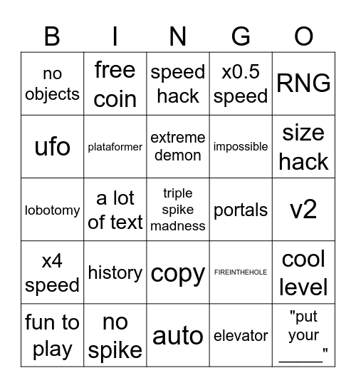 RECENT TAB Bingo Card