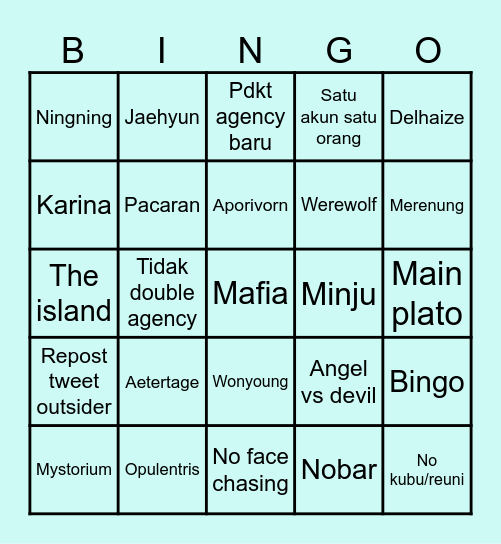 Bima Hassan Bingo Card