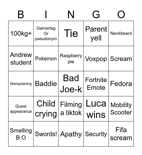Playcon Bingo Card