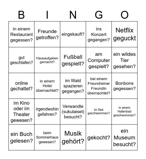 Herbstferien - Wer hat/ist ...? Bingo Card