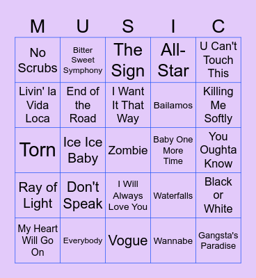90'S NOSTALGIA Bingo Card