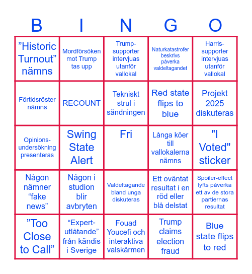 Valvakabingo Card