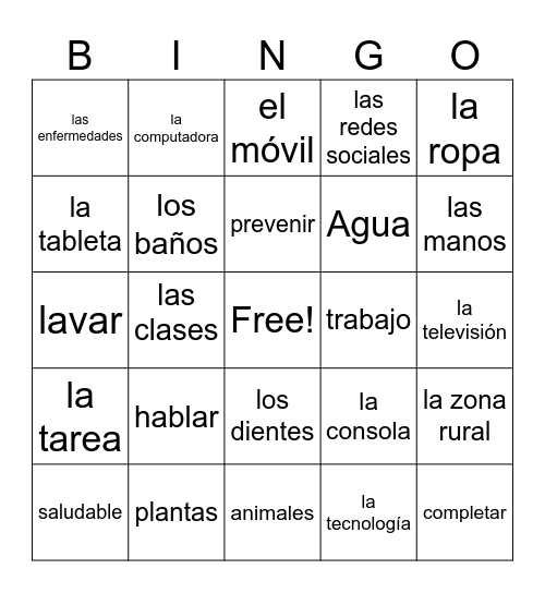 Unidad 1: Tecnología y Agua Bingo Card