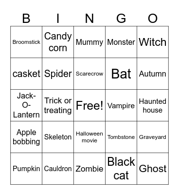 Halloween Vocabulary Bingo Card