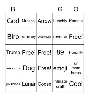 Infinate craft bingo! Bingo Card