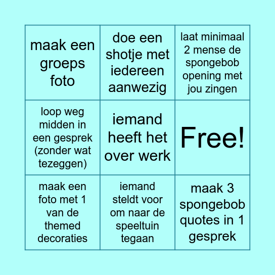 Team spongebob Bingo Card