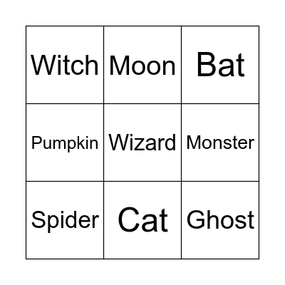 Halloween Bingo Card