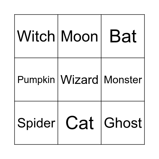 Halloween Bingo Card