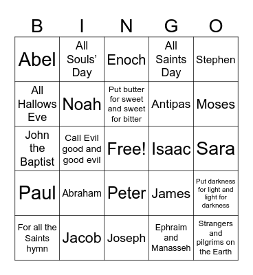 Halloween Bingo Card