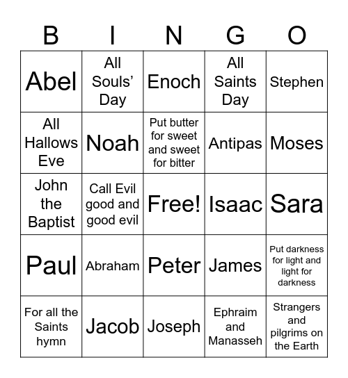 Halloween Bingo Card