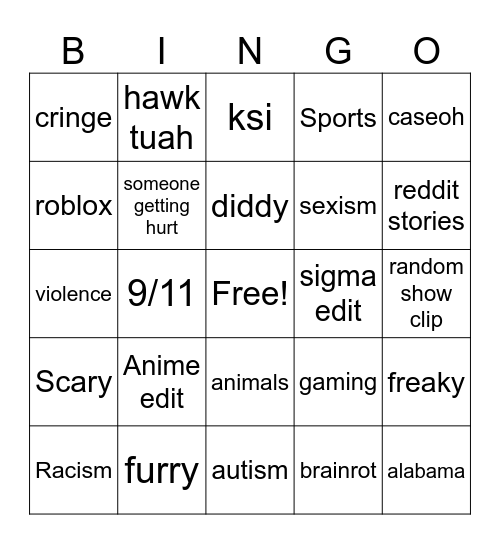 Instagram Reels Bingo Card