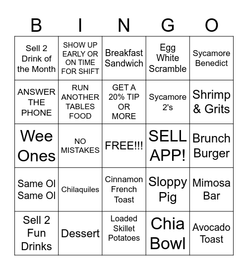 SERVER BINGO Card