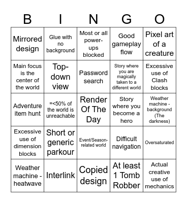 WOTD Bingo Card
